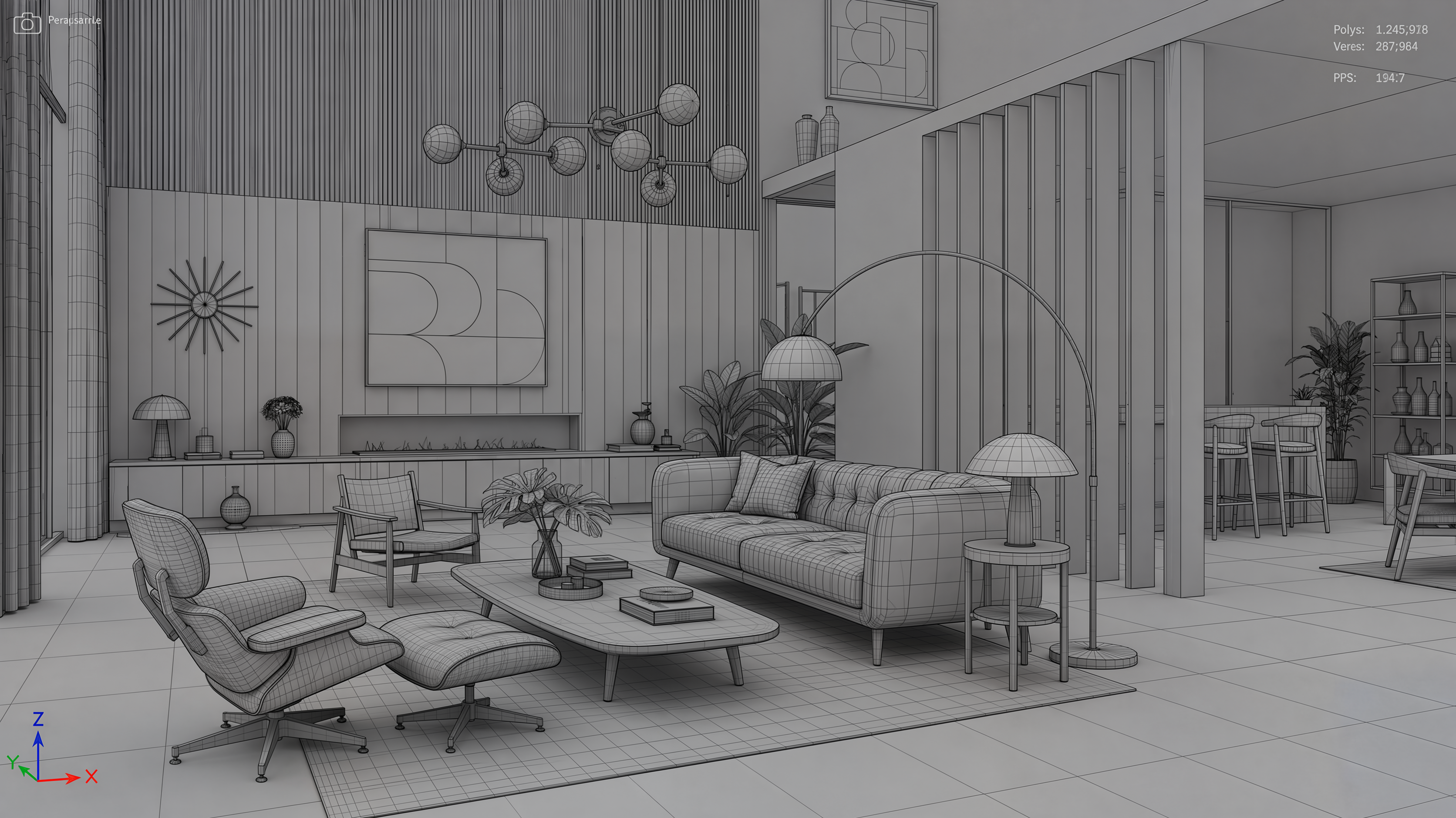 Stage 2 — the space modeled to scale in 3D